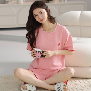 日系睡衣套装女士夏季全棉短袖家居服夏天可外穿薄款运动纯棉
