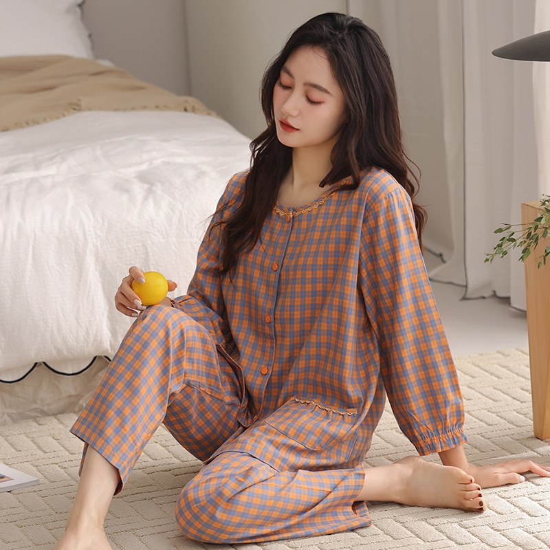 睡衣女士夏七分裤云朵春秋九分裤