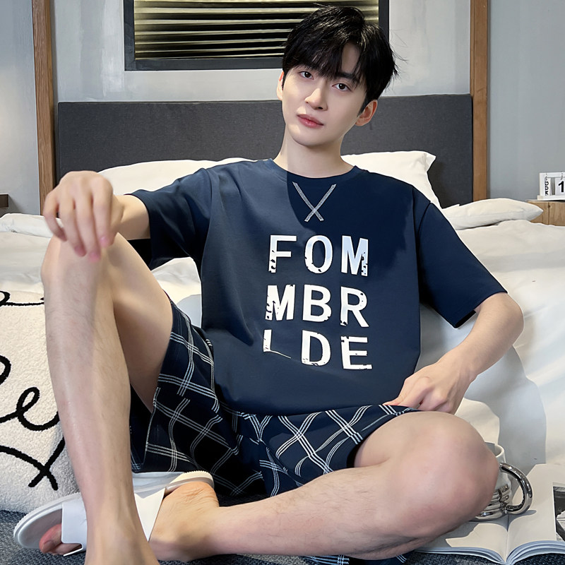 睡衣套装男士夏季短袖家居服薄款