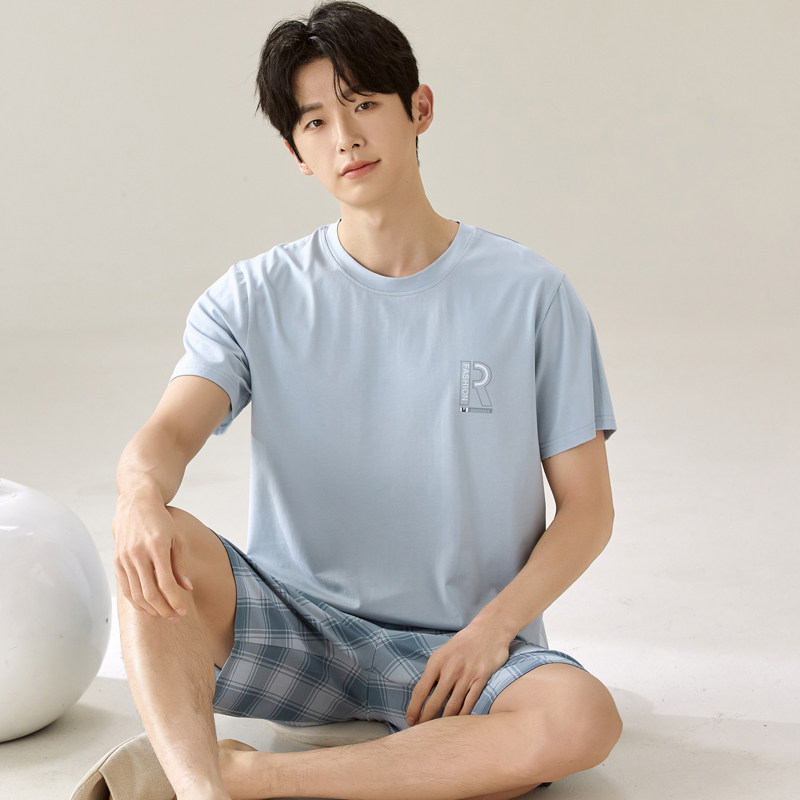 夏季男士短袖睡衣套装莫代尔家居服大码薄款韩版格子可外穿条纹,女士内衣/男士内衣/家居服,睡衣/家居服套装,淘宝优惠券,粉丝福利购,淘宝优惠卷