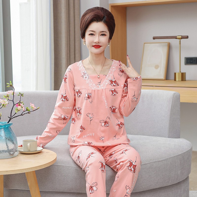 睡衣女士长袖款中老年妈妈家居服