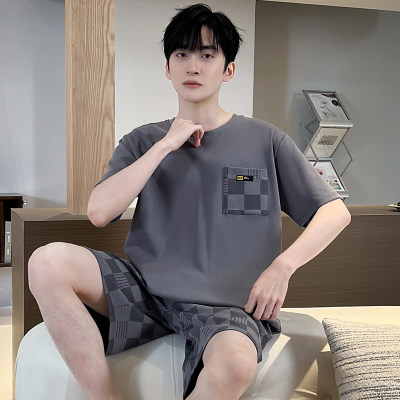 男加肥加大短袖睡衣套装