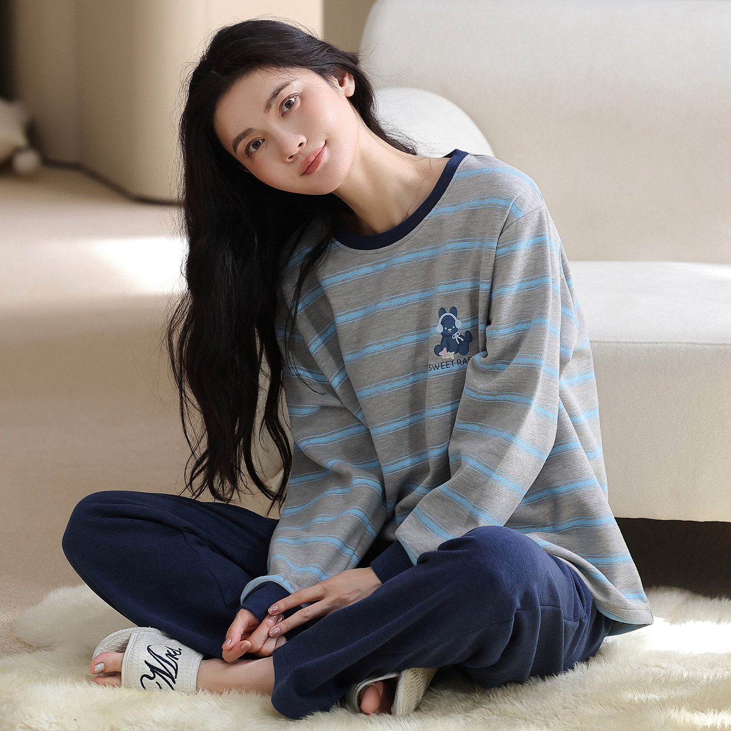春秋冬女士德绒羊毛蚕丝德绒套装
