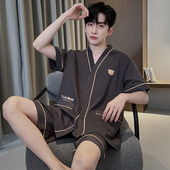 开衫 夏季 和服家居服可外穿休闲爸爸舒适 男士 休闲薄款 短袖 睡衣套装