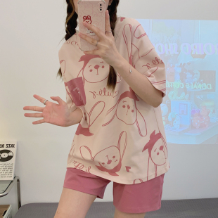 可爱卡通可外穿甜美学生日系春秋 夏季 短袖 睡衣套装 女士家居服韩版