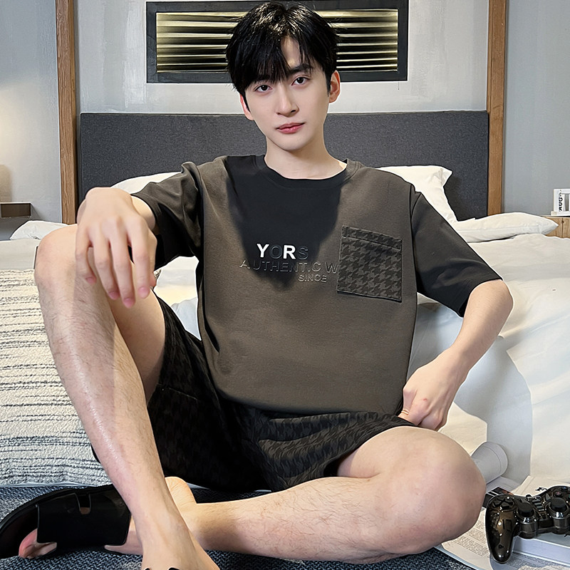睡衣套装男士夏季短袖家居服薄款