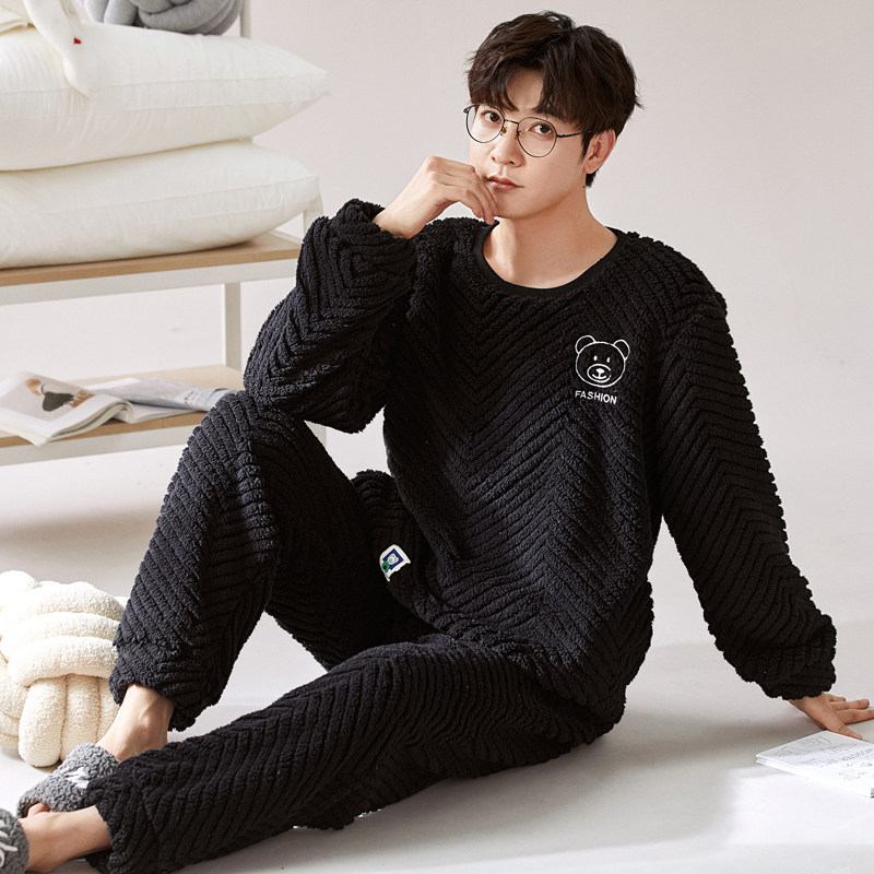 秋冬季男士长袖睡衣套装保暖法兰绒家居服春天珊瑚绒可外穿青少年,女士内衣/男士内衣/家居服,睡衣/家居服套装,淘宝优惠券,粉丝福利购,淘宝优惠卷