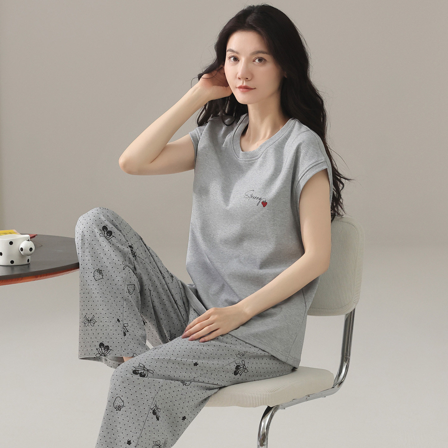 100%纯棉睡衣女士夏季背心家居服