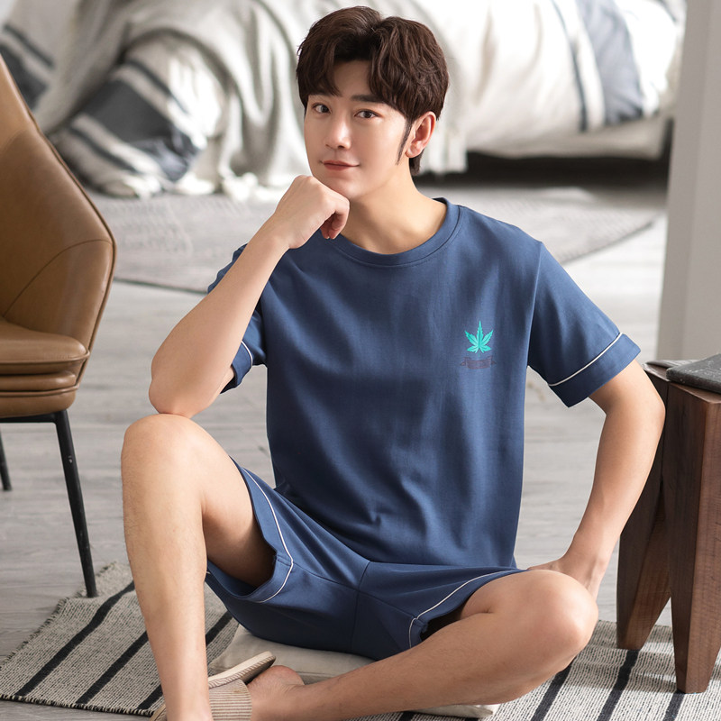 夏季短袖睡衣套装大码家居服男士春秋天休闲青少年可外穿运动薄款