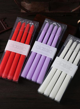 正品Classic经典长杆蜡烛象牙白红绿蓝紫色烛光晚餐无烟杆蜡家用