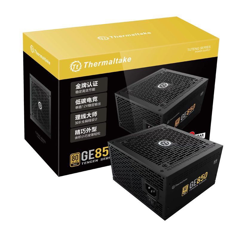 Tt途腾GE850额定850W金牌直出宽幅静音台式机电脑黑白色电竞电源