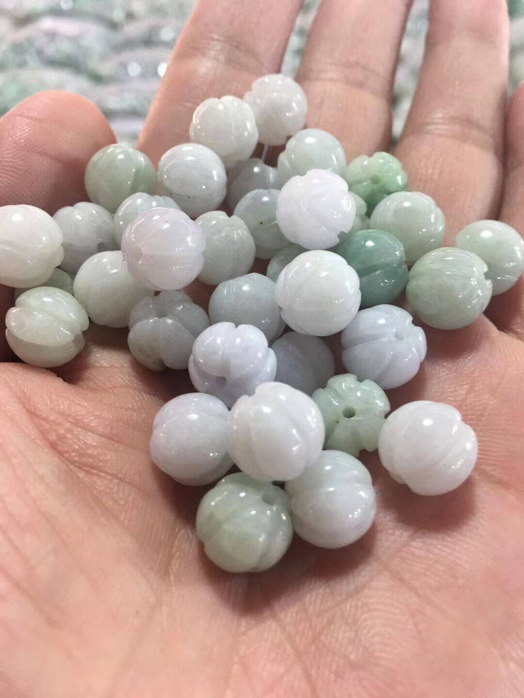 天然A货翡翠散珠玉花小配件 南瓜花DIY配件10mm散珠手链脚链吊饰