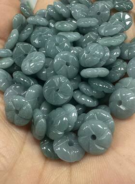 天然翡翠蓝水有钱花隔珠配件