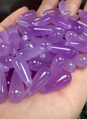 石英岩紫 黄 红色水滴形宝石串珠手工项链手链配件材料装饰配件