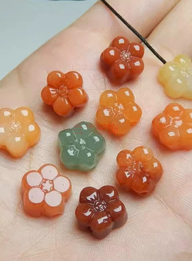 天然金丝玉梅花手工DIY隔珠