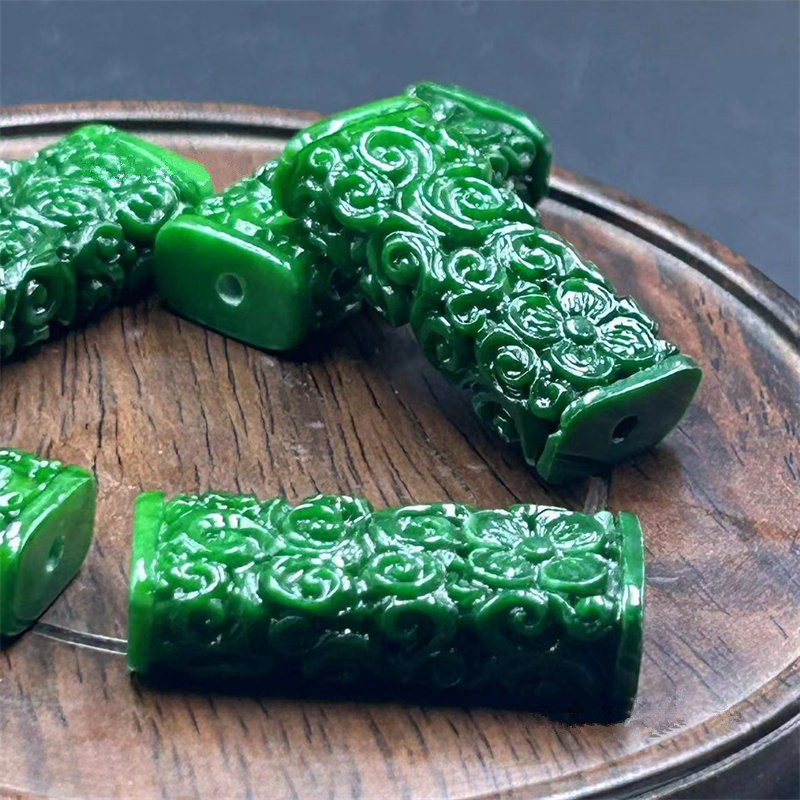 帝王绿满色仿干青铁龙生玉石散珠