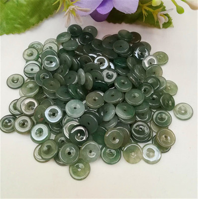 10mm翡翠A货油青平安扣玉石DIY手工饰品配件手链项链编织材料手串