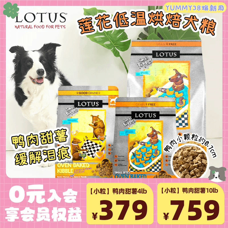 Lotus莲花狗粮璐特思欧恩焙同厂无谷鸭肉小型犬小颗粒老犬狗粮