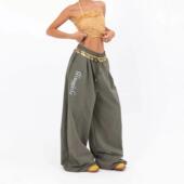 美式 宽松hiphop休闲发光印花运动裤 自制街舞爵士大版 型拖地阔腿裤