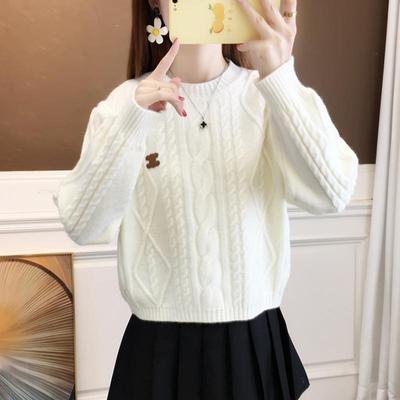 短款毛衣女士秋冬季圆领套头上衣