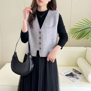 针织毛线女士马甲背心2025新款针织衫叠穿坎肩外搭小个子马夹春秋