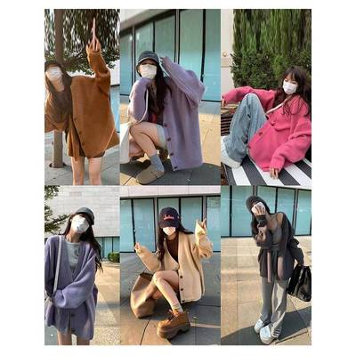 慵懒风针织开衫毛衣外套上衣女