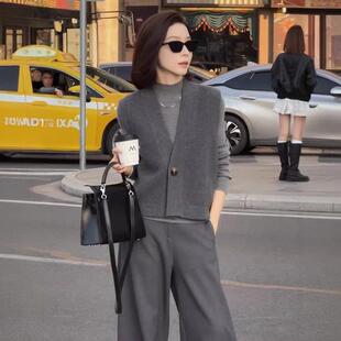 针织毛线马甲女背心名媛气质2025新款配裙子坎肩叠穿短款毛衣马夹