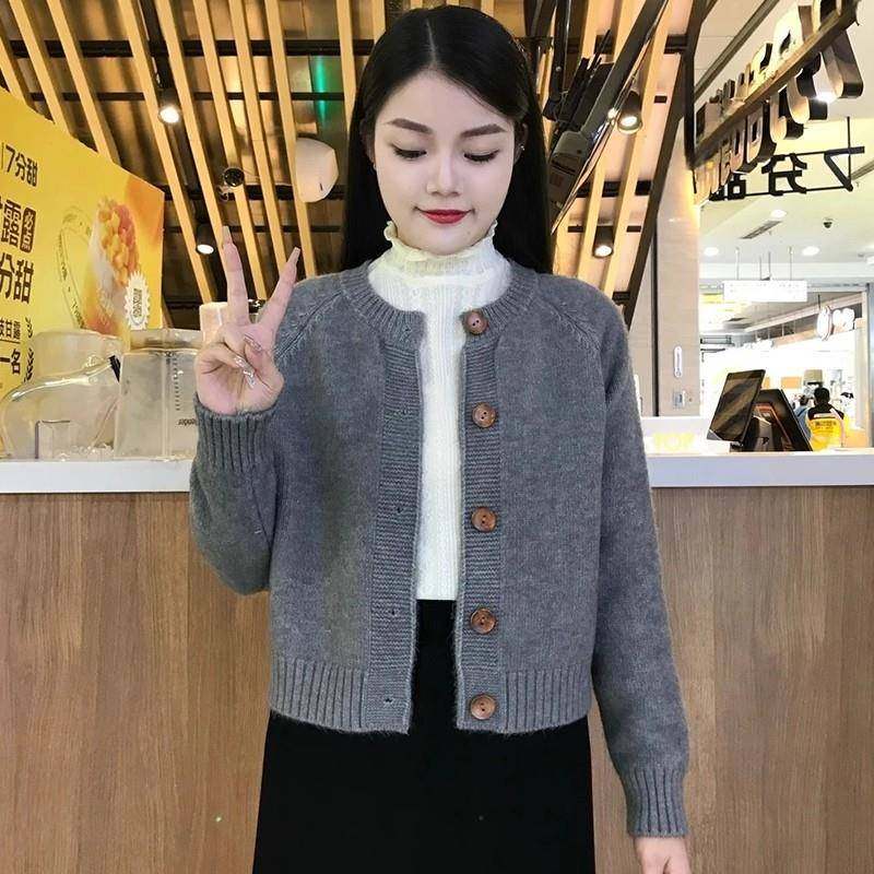 春秋装短款纯色针织小开衫女圆领百搭针织毛衣小外套宽松上衣外搭,女装/女士精品,毛针织衫,淘宝优惠券,粉丝福利购,淘宝优惠卷