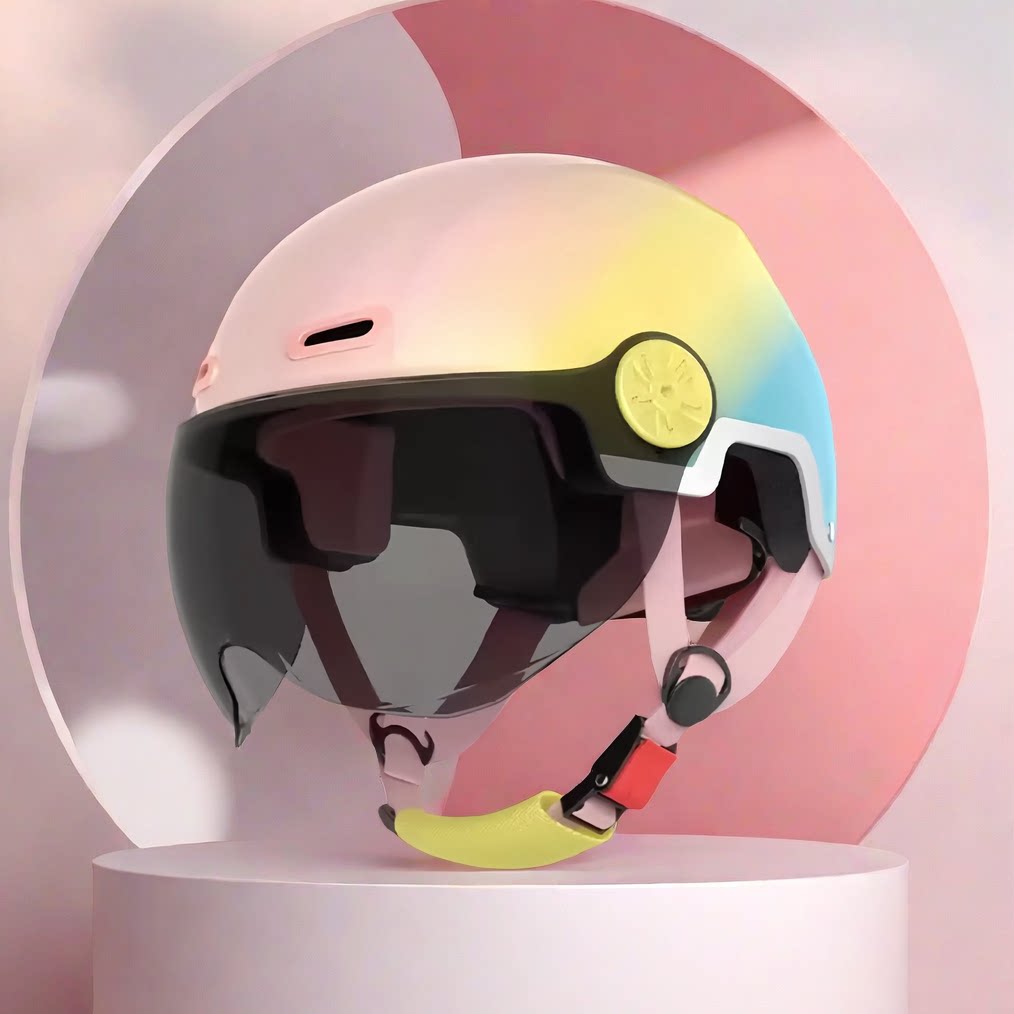 凤凰牌3c认证女士高颜值骑行头盔超轻夏季四季半盔摩托双镜车盔