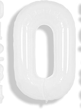 32寸40寸拍照数字光膜气球派对周岁宝宝生日布置道具白色生日气球