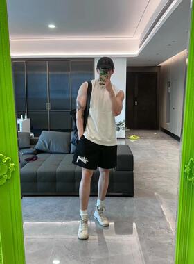 美式字母印花尼龙速干篮球三分短裤不过膝夏季潮牌宽松运动五分裤