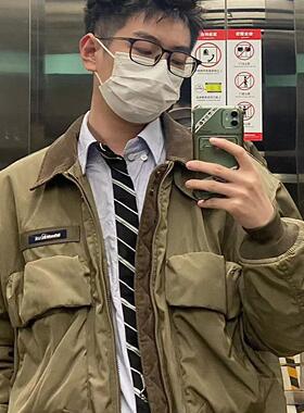 春秋复古潮牌军绿色飞行员夹克男款百搭美式棒球服外套潮