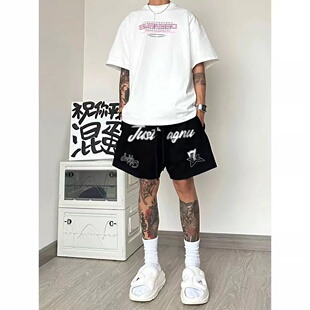潮牌宽松外穿篮球运动五分裤 男夏季 嘻哈街头字母抽绳百搭短裤 美式
