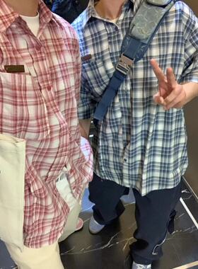 美式短袖衬衫夏天男款潮牌ins高街街头风学生衬衣男休闲开衫外套