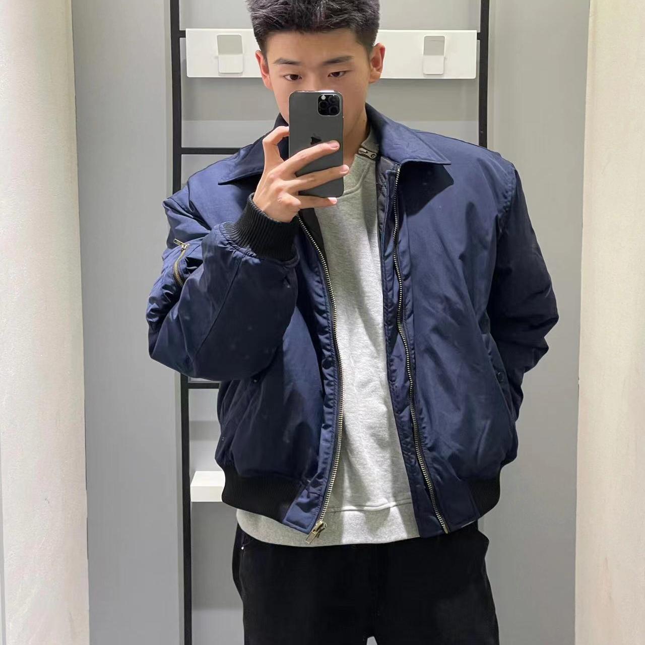 美式复古藏青色ma1飞行员夹克cleanfit外套男潮高级感短款棒球服