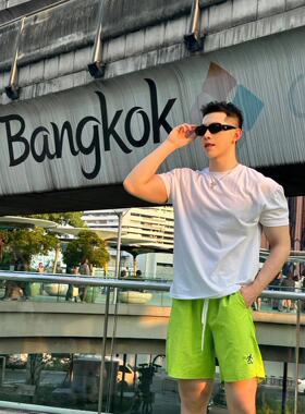 美式复古多巴胺尼龙休闲短裤男女薄款速干不过膝沙滩裤运动五分裤