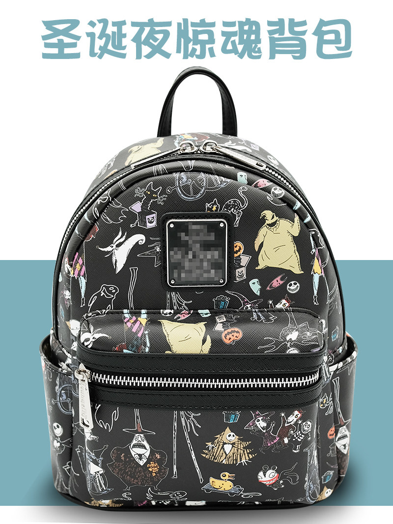 loungefly新款双肩包 圣诞夜惊魂周边怪诞城之夜双肩书包女士背包