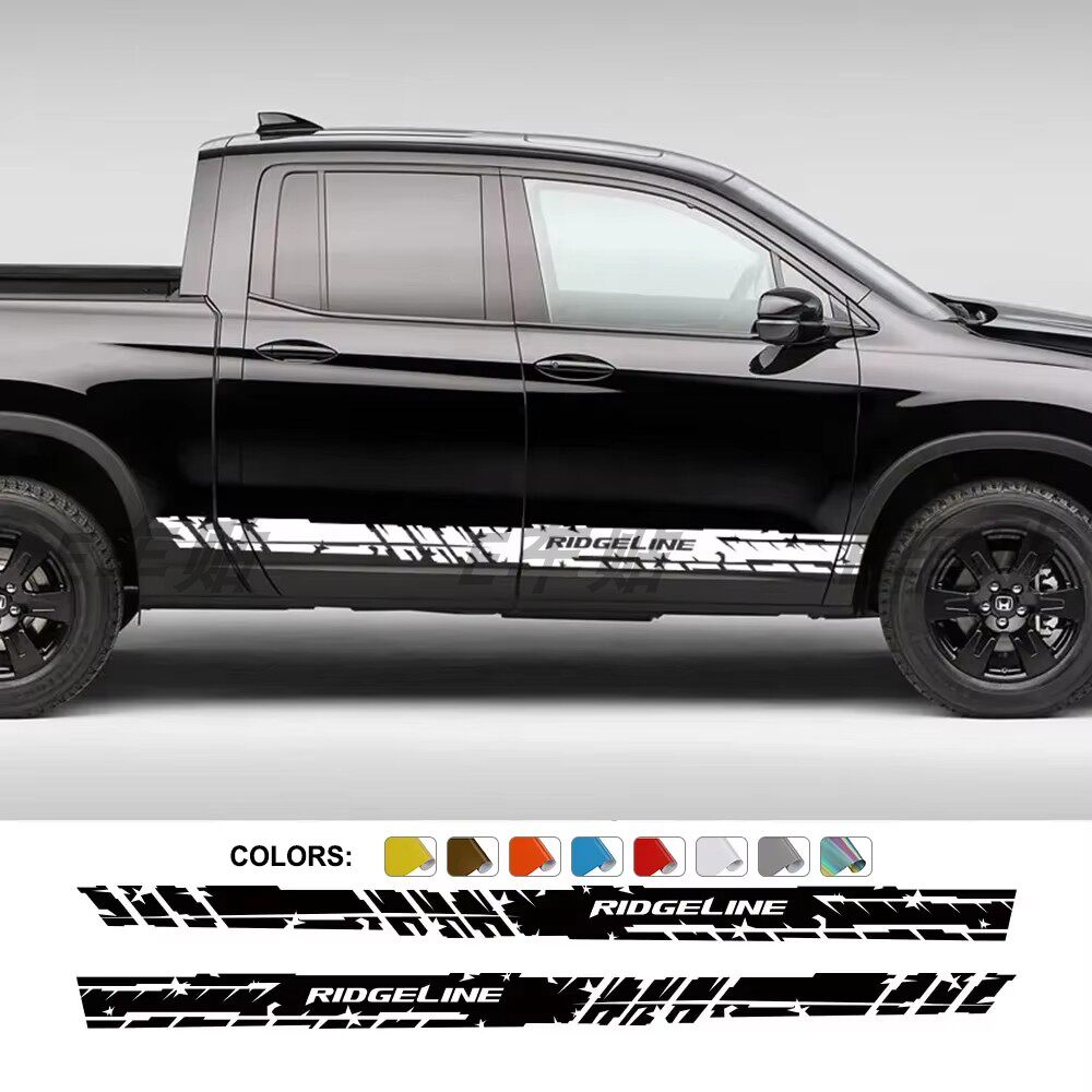 适用于本田Ridgeline皮卡车车门侧裙条纹贴纸改装越野车身贴拉花