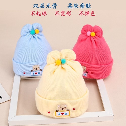 新生儿纯棉0-3个月宝胎帽套头帽