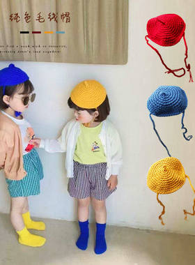 女童公主手工毛线休闲复古画家帽