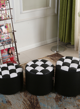 实木架小凳子换鞋凳沙发凳穿鞋凳茶几凳简约皮凳皮墩网红小圆凳