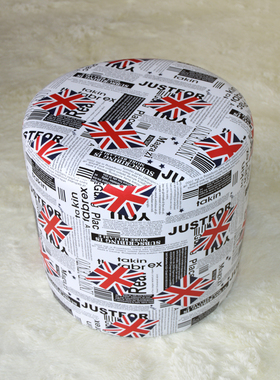 皮质大皮凳子试穿换鞋凳米字旗小矮沙发墩矮凳皮墩圆凳脚踏茶几凳