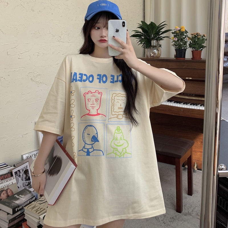 Real shot Harajuku style short sleeve T-shirt women's loose print letter Korean version