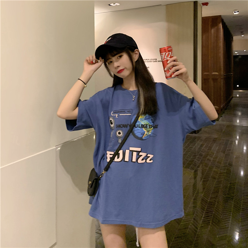 Real shot spring and summer Korean loose star print short sleeve T-shirt