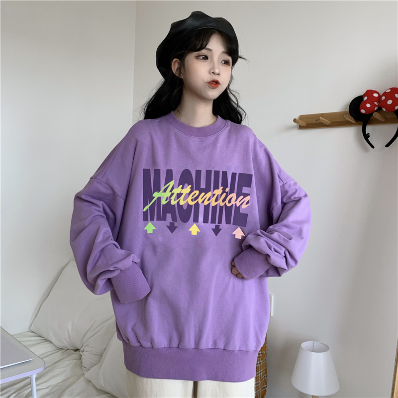 Real shot Korean new letter printed Pullover Sweater