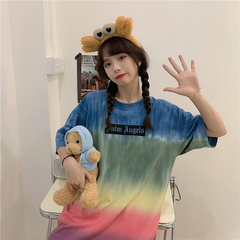 實拍短袖恤女寬鬆中長款