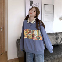 A new style of spring clothes: polo collar, loose lapel and thin long sleeve sweater