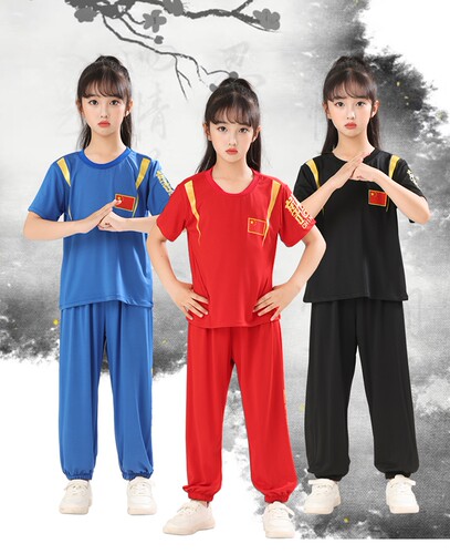 儿童武术演出服国潮武术练功服夏季武馆训练专业服中国风武术服装