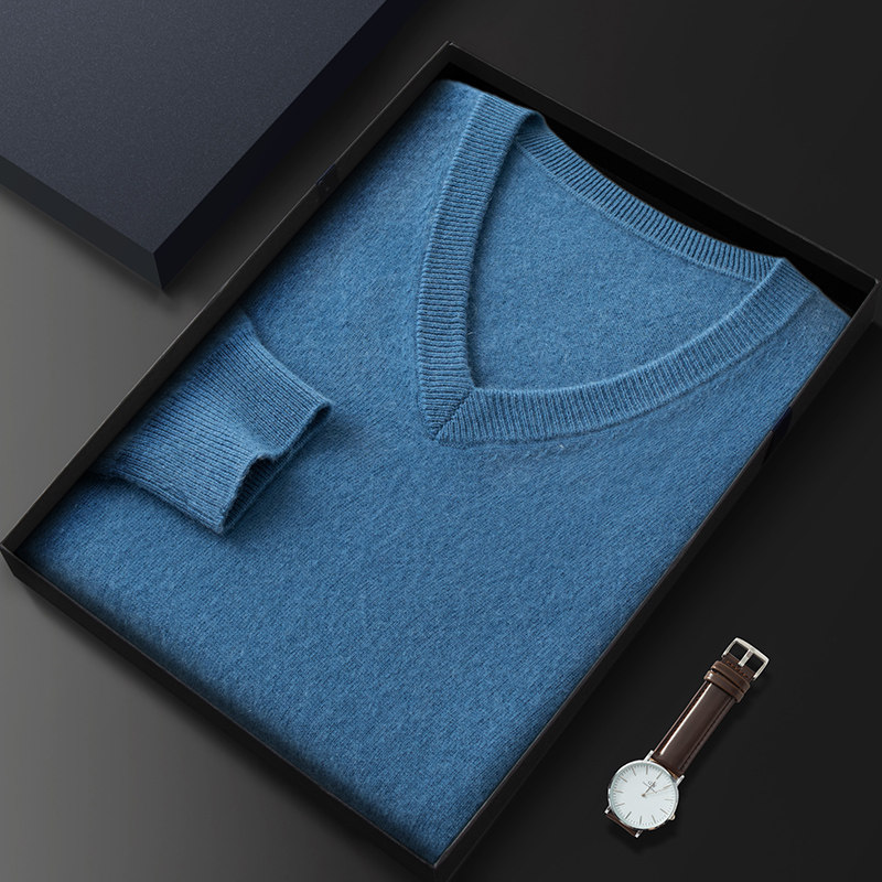 가을 겨울 남성 브이넥 캐시미어 스웨터 100% 순수 캐시미어 울 풀오버 바닥 스웨터 대형 루즈한 스웨터 스웨터