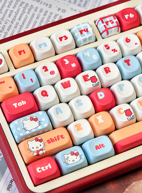 Hellokitty可爱键帽kt猫PBT热升华ace68机械键盘帽wooting迈从87